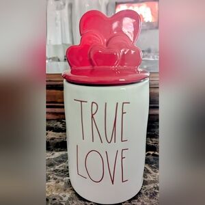 NWT Rae Dunn "True Love" Candle, "XOXO" Mug & "Love Wins" Canister